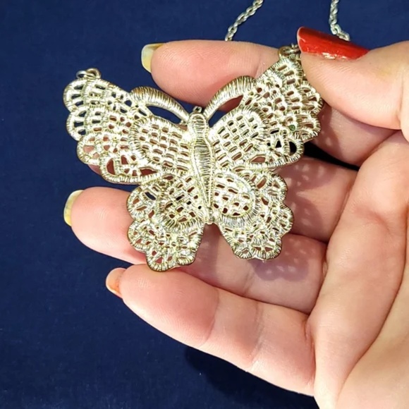 Large Butterfly Statement Filagree Necklace - Picture 8 of 12